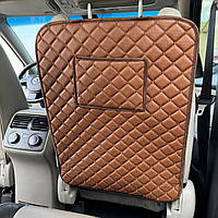 Защитная накидка на сиденье авто от ног ребенка из перфорированной Эко-кожи Коричневая с коричневой строчкой С