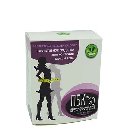 ПБК-20 - Професіональний блокатор калорій (дієтична добавка) - коробка, фото 1