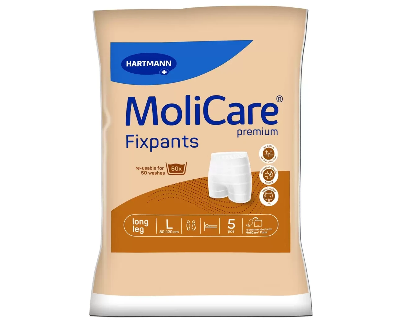 Еластичні штанці для фіксації прокладок MOLICARE PREMIUM FIXPANTS подовжені 5 ШТ L, фото 1