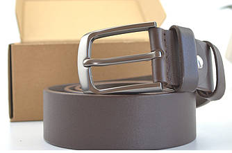 Шкіряний чоловічий ремінь коричневий для штанів чоловіку