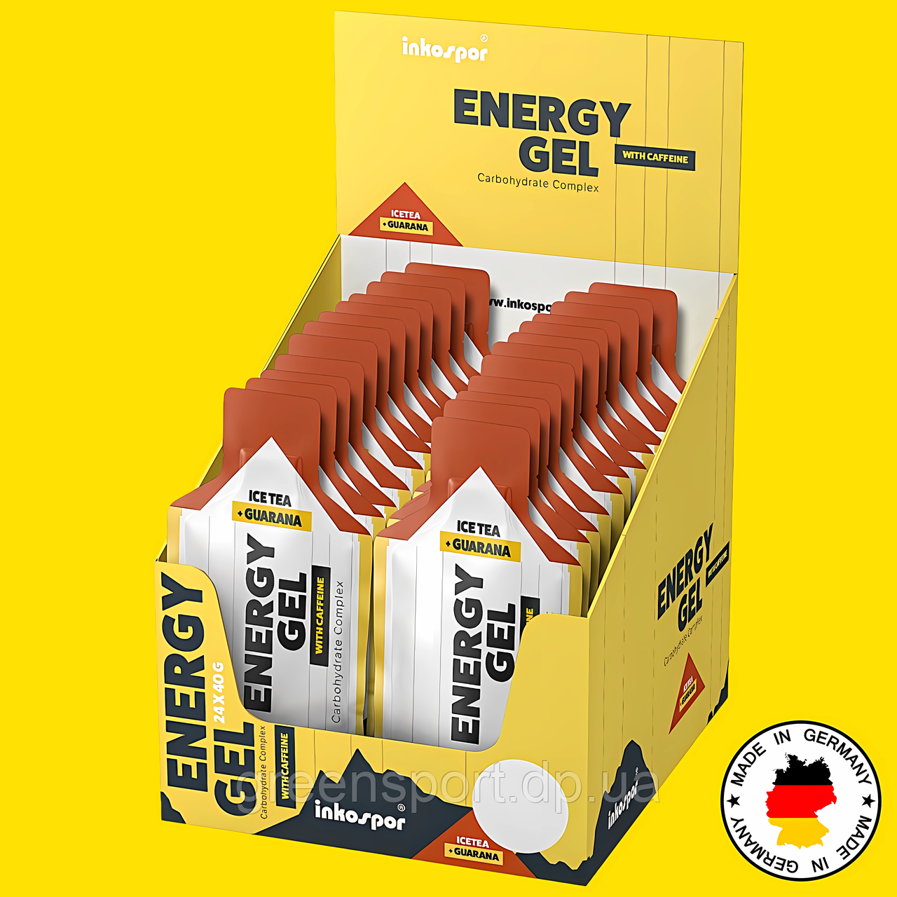 Inkospor Energy Gel 24х40 г смак холодний чай, енергетики, мальтодекстрин, фруктоза, гуарана, кофеїн, вітамін В1