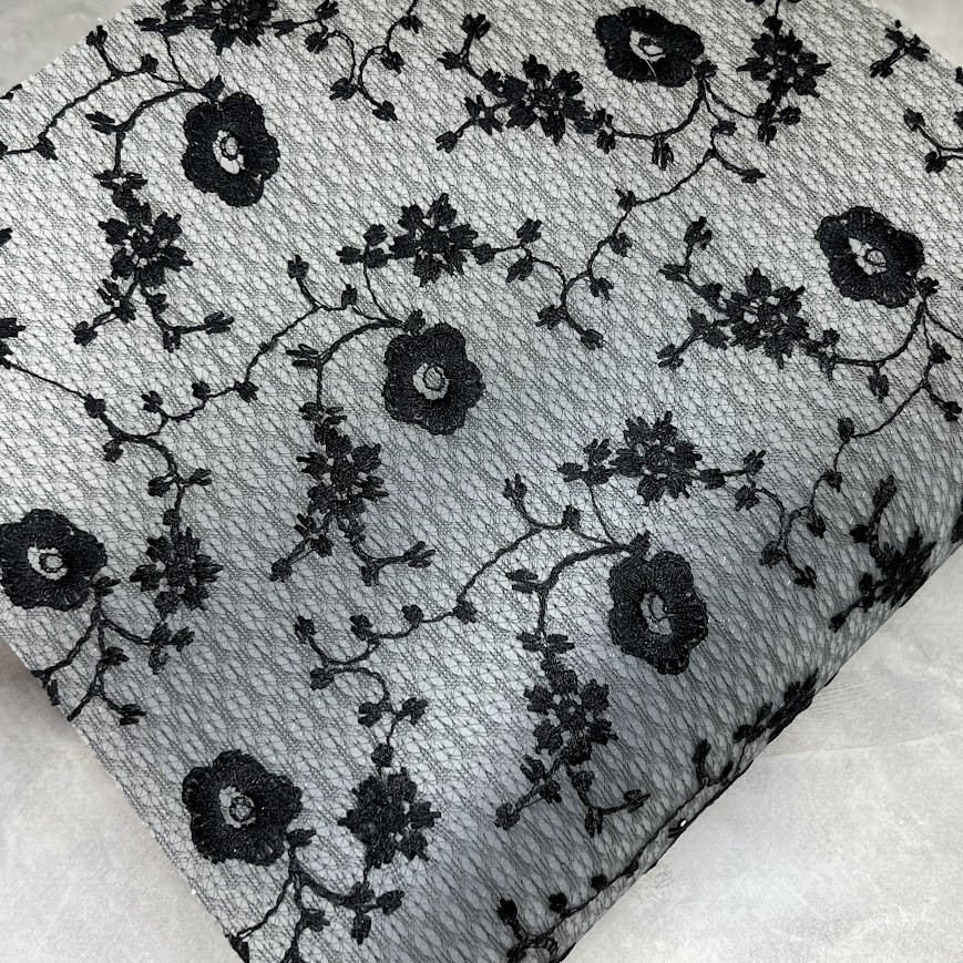 Вініл-вишивка Квітка, розмір 20*32 см, колір-чорний, шт, Чорний, фото 1