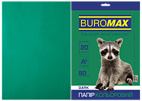 Бумага цветная А4, 80г/м2, DARK тем.-зеленая, 20л.