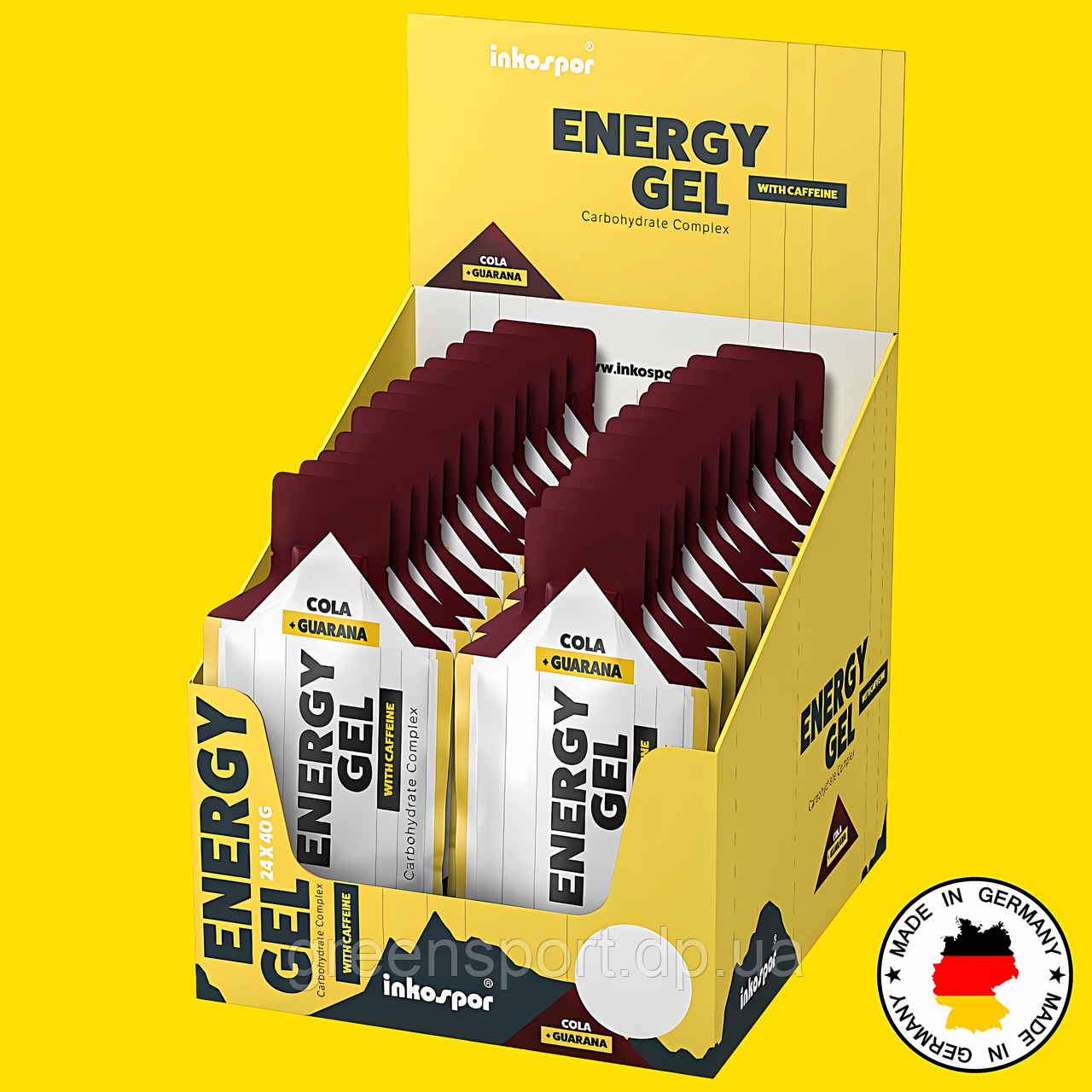 Inkospor Energy Gel 24х40 г смак кола, енергетики, мальтодекстрин, фруктоза, гуарана, кофеїн, вітамін В1