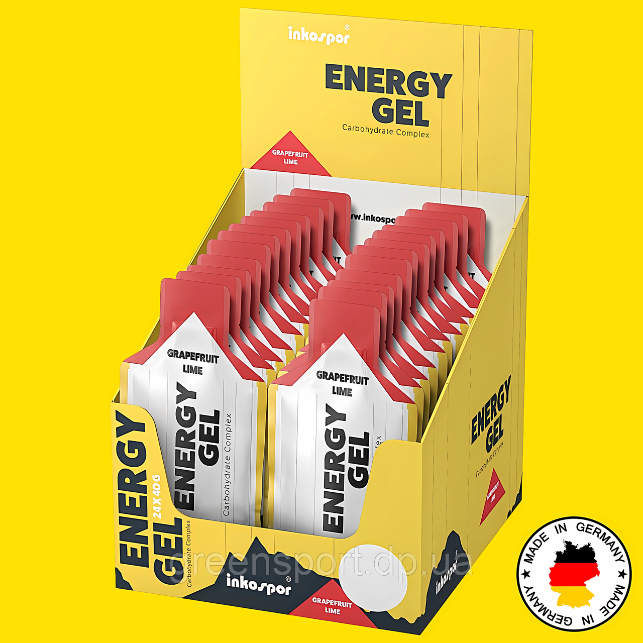 Inkospor Energy Gel 24х40 г смак грейпфрут-лайм, енергетики, мальтодекстрин, фруктоза, вітамін В1