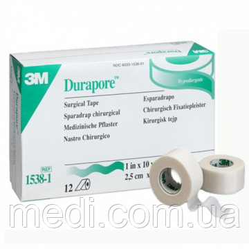 Пластир Durapore, 2,5см*9,1м, Дюрапор 3М