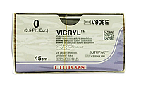 Вікрил 0, 12 відрізків по 45 см, фіолетовий, Vicryl Ethicon V906E