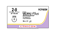 Вікрил Плюс Антибактеріальний 2-0, колюча голка 26 мм, 5/8 кола, довжина 70см, фіолетовий, Vicryl Ethicon