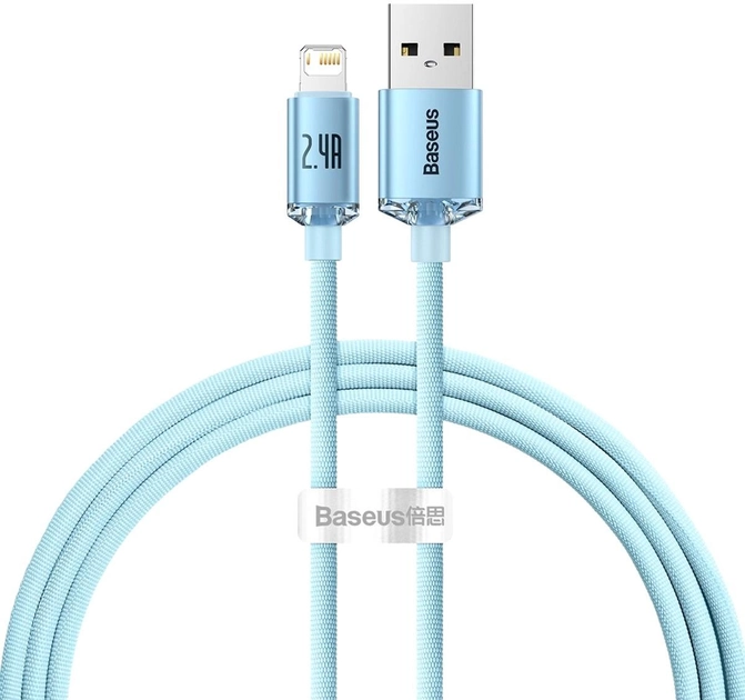 Кабель зарядний Baseus USB — Lightning Crystal Shine Series 2.4 А 20 Вт 2 м Blue (CAJY001203)