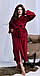 Щільний жіночий халат подвійний софт бордовий, фото 3