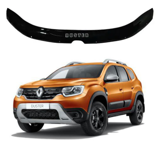 Дефлектор капота на Renault Duster 2017-2022. Мухобійка на Renault Duster