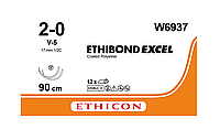 Ethibond Excel 2-0 колюче-ріжуча Tapercut 2х17, 1/2 кола, зелений 90см, Ethicon W6937