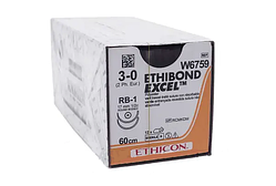 Ethibond Excel 3-0 колюча Taper Point 2х17мм, 1/2 кола, зелений 60см, Ethicon W6759