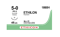 Етілон 5-0 (W1616T) П-ріжуча 16мм, чорний 45см., Ethicon 1865H