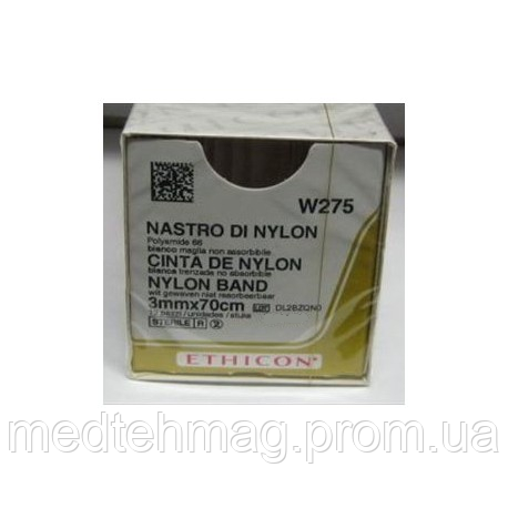 Нейлонова стрічка 3мм x 70см, 12 шт./упаковка Ethicon W275