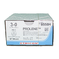 Пролен 3-0 ( W8558) колюча Taper Point 2*17мм, 1/2 кола, блакитний 90см, Prolene ETHICON 8558H