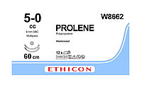 Пролен 5-0 дві колючо-ріжучі Tapercut 2*9,3мм, 3/8 кола, синій 60см, Prolene ETHICON W8662