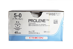 Пролен 5-0 зворотньо-ріжуча (PRIME*) голка 13мм, 3/8 кола, 45cм, Prolene ETHICON W8872T