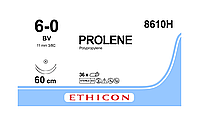 Пролен 6-0 (W8597) колюча Taper Point 2*11мм, 3/8 кола, блакитний 60см, Prolene ETHICON 8610H