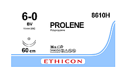 Пролен 6-0 (W8597) колюча Taper Point 2*11мм, 3/8 кола, блакитний 60см, Prolene ETHICON 8610H