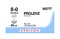 Пролен 8-0 колюча Taper Point 2*6.5мм, 3/8 кола, блакитний 45см, Prolene ETHICON W2777