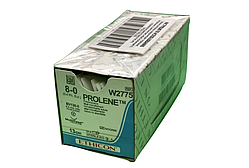 Пролен 8-0 колюча Taper Point 6.5мм, 3/8 кола, блакитний 13см, Prolene ETHICON W2775