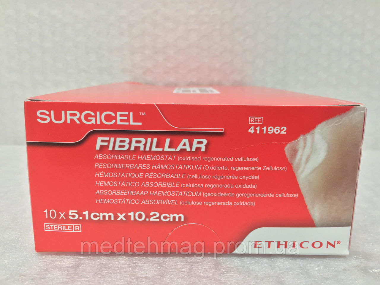 Гемостатик Surgicel Fibrillar (Серджисел Фібріллар) 5,1см х 10,2см 10 шт./упаковка, Ethicon 411962