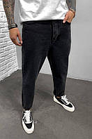 Джинси Мом чоловічі з високою талією широкі Джинсові штани із звуженим низом чорні якісні
