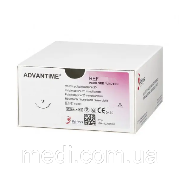 ADVANTIME 5/0 (Монокрил W3221), зворотньо-ріжуча 16мм, 3/8, довжина 45см, Peters 15D10H, фото 1