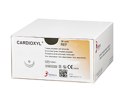 CARDIOXYL 2/0 (Етібонд W10B55), к/р 2*18мм,1/2, 90см (5б+5з), тефл.прокл.3*7мм, Peters 73P30O