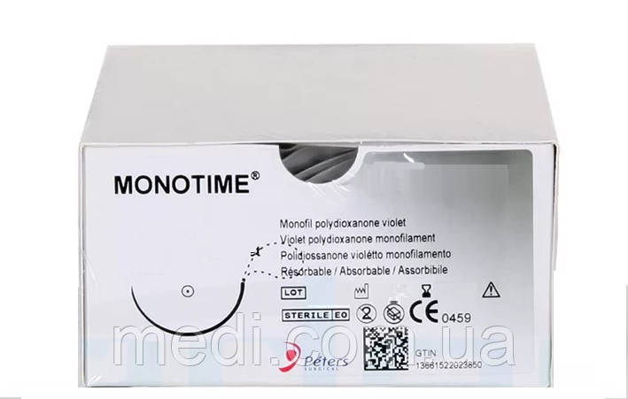MONOTIME 5/0 (ПДС W9101H), колюча 18мм, 1/2, довжина 70см 14S10B