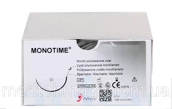 MONOTIME  3/0 (ПДС W9116H), колюча голка 20 мм, 1/2 кола, довжина 70CM 14S20H