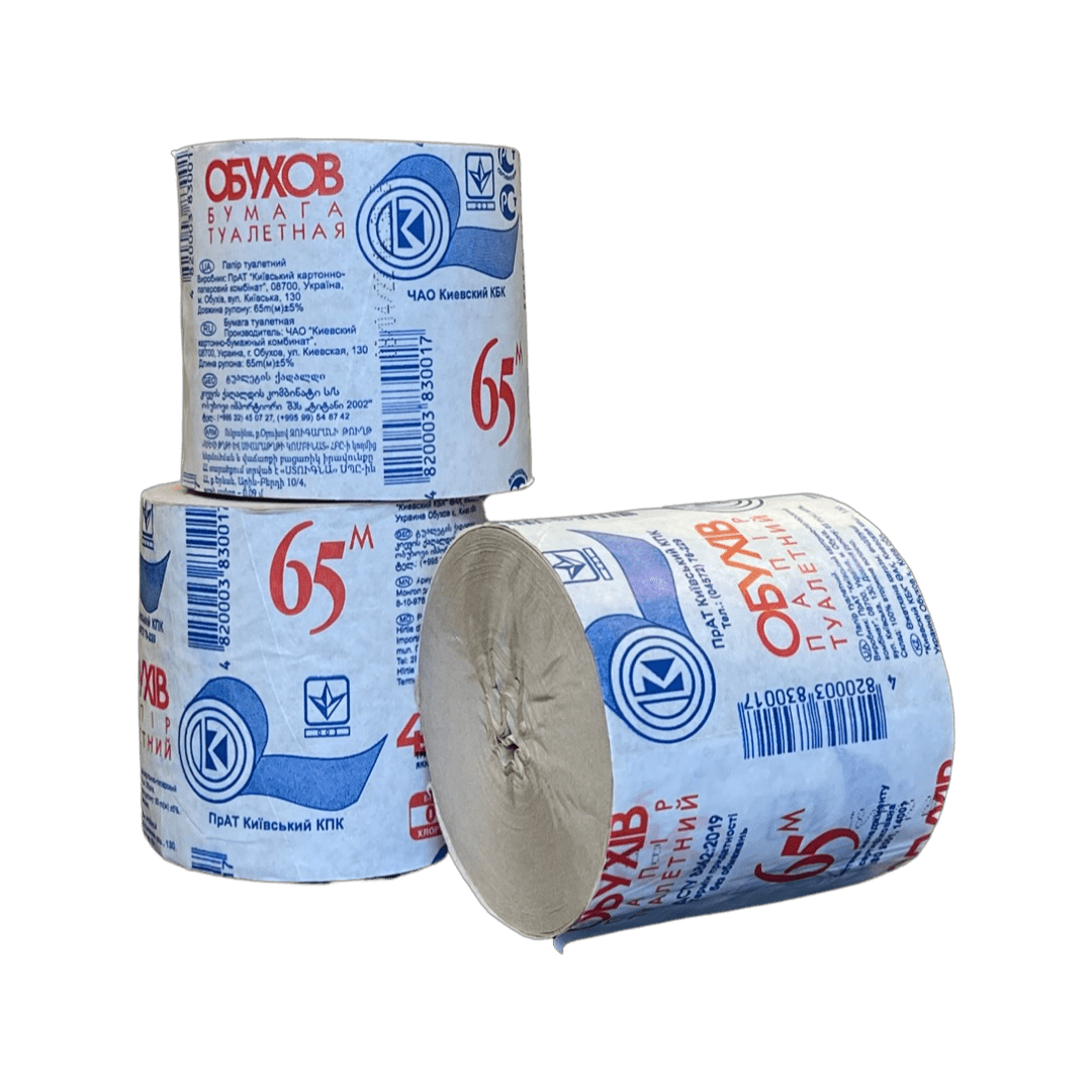 Туалетний папір рулонний сіра 65 м "Обухів"