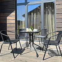 Набор садовой мебели из ротанга 4Points Monza-4 с квадратным столом и четырьмя стульями на дачу для сада