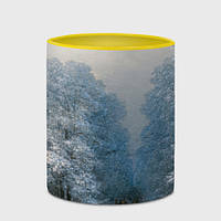 Кухоль з принтом з повним замком «Зимовий пейзаж картина олією» (колір чашки на вибір)