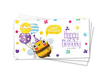 Конверт для денег "Happy birthday бджілка" (печать + тиснение фиолетовой фольгой )