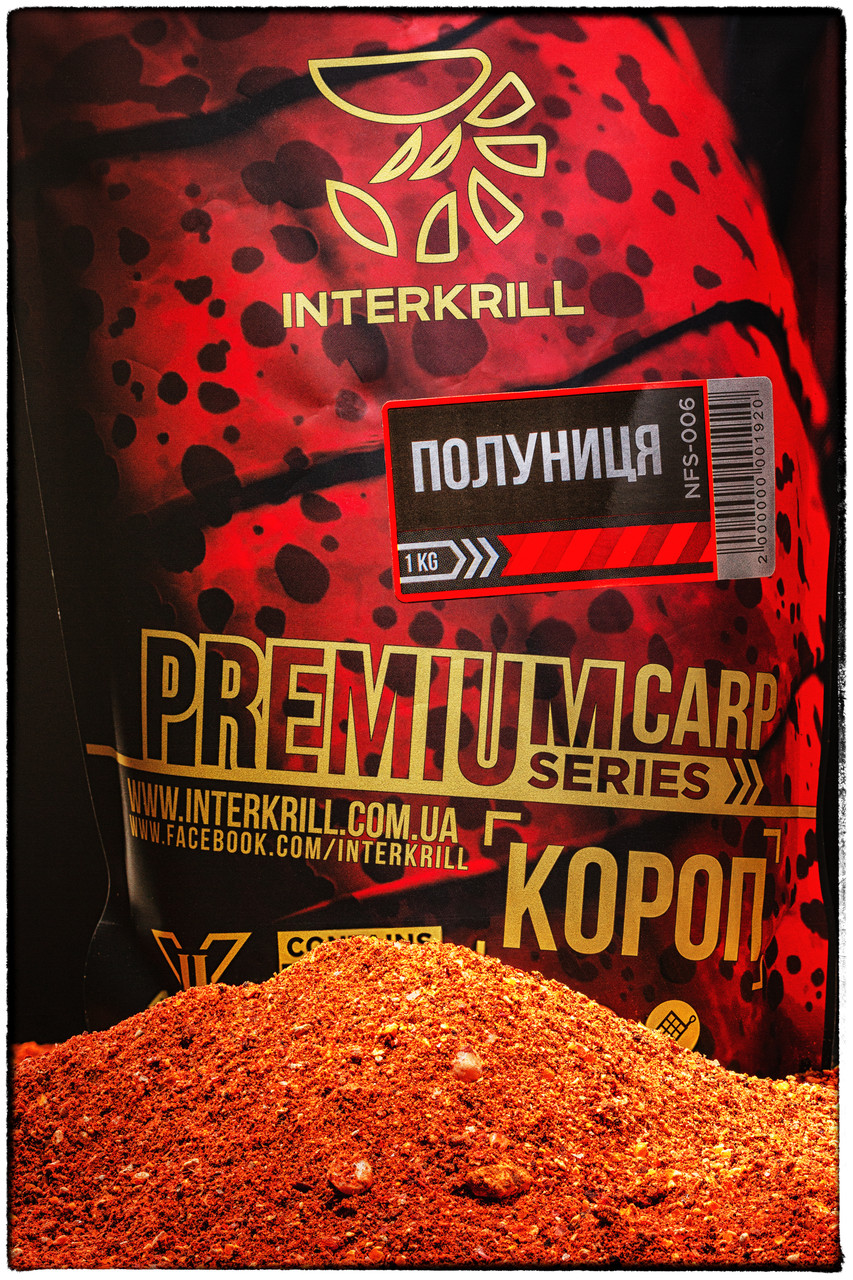 Прикормка Інтеркриль Premium Series КОРОП-Полуниця 1 кг