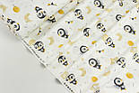 Ранфорс шириною 240 см "Пінгвіни в крилах та жовтими кульками" на білому тлі № 3234, фото 2