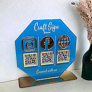 Табличка з QR-кодами 190х190 мм Акрил, інставізитка з об'ємними елементами ACRY