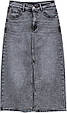 Наймодніша джинсова спідниця міді-максі світло-сірого кольору, фото 6
