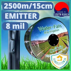 Емітерна крапельна стрічка 2500м стрічка для крапельного зрошення емітерного типу 8 mil крок 15 см OxiDrip