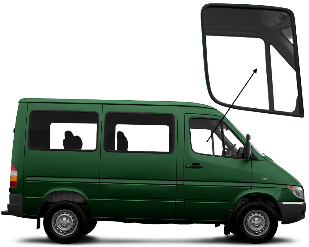 Бічне скло Mercedes Sprinter 1995-2006 передніх дверей праве, фото 1