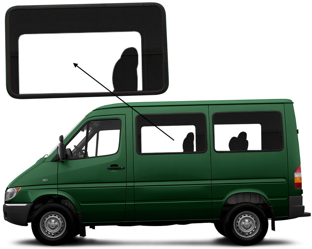 Бічне скло Mercedes Sprinter 1995-2006 салону переднє ліве на ущільнювач, фото 1