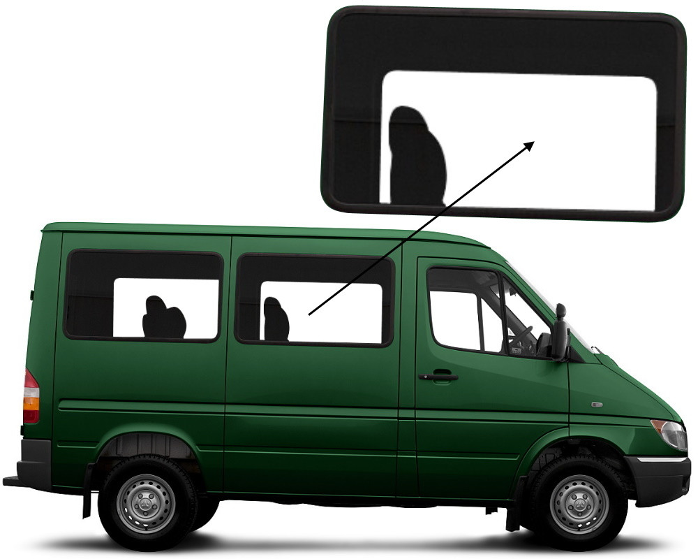 Бічне скло Mercedes Sprinter 1995-2006 салону переднє праве на ущільнювач, фото 1