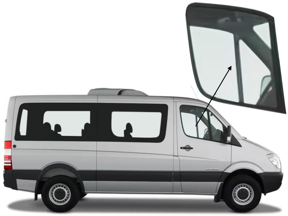 Бічне скло Mercedes Sprinter 2006-2018 передніх дверей праве, фото 1