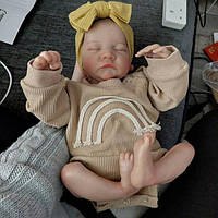 Повністю вініл-силіконова реалістична лялька Реборн новонароджена дівчинка схожа на живу справжню дитину, пупс з заплющеними очима
