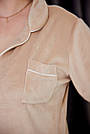 Халат велюровий жіночий на гудзиках ТОМІКО СВІТЛИЙ МОККО L-3XL, фото 4