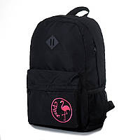 Жіночий міський класичний рюкзак тканинний середнього розміру Чорний з вишивкою (МВ300fl)