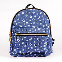 Детский стильный джинсовый Синий рюкзак для садика с принтом звезды Голубой 5 л