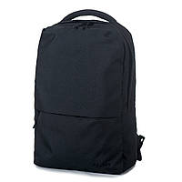 Щільний однотонний чоловічий чорний рюкзак Mayers з відділенням під ноутбук та планшет для роботи та навчання середній